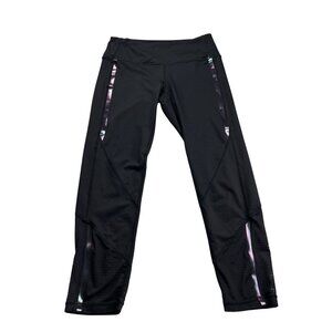 Z By Zella Black Mesh Insert Leggings With Iridescent Stripes XS Womens